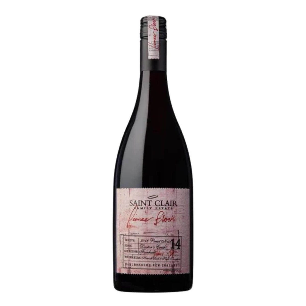 Saint Clair Pioneer Block 14 Doctor's Creek Pinot Noir 2021/22 (12 Bottles) Marlborough — wine from Marlborough New Zealand