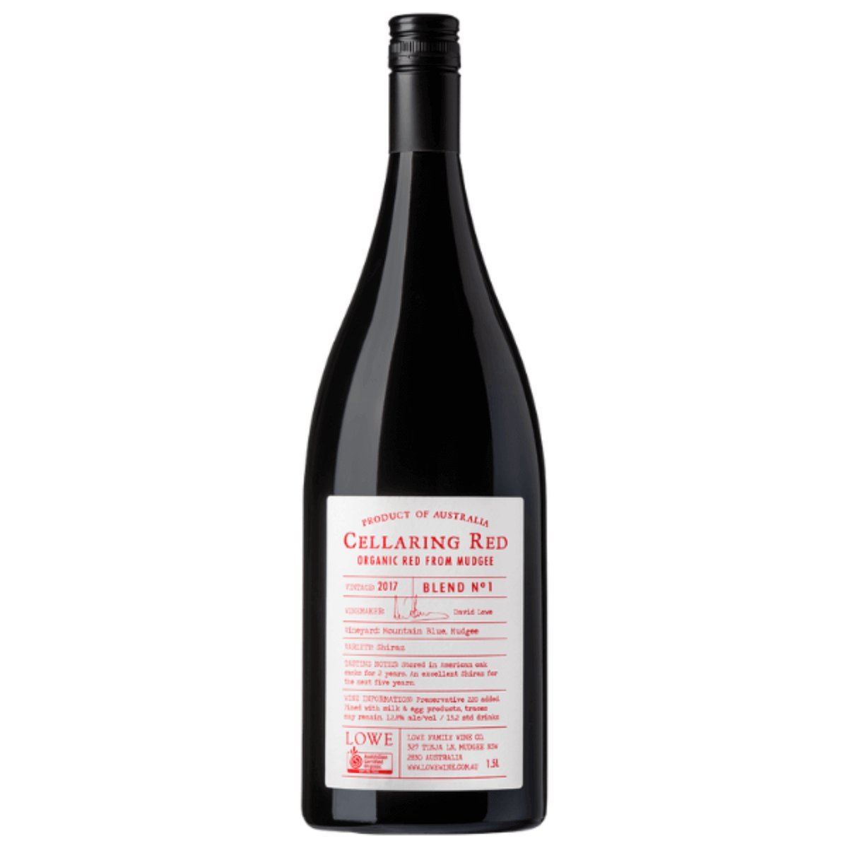 Lowe Wines Cellaring Red Magnum Shiraz 2017 (6 Bottles) Mudgee, New South Wales — wine from Australia
