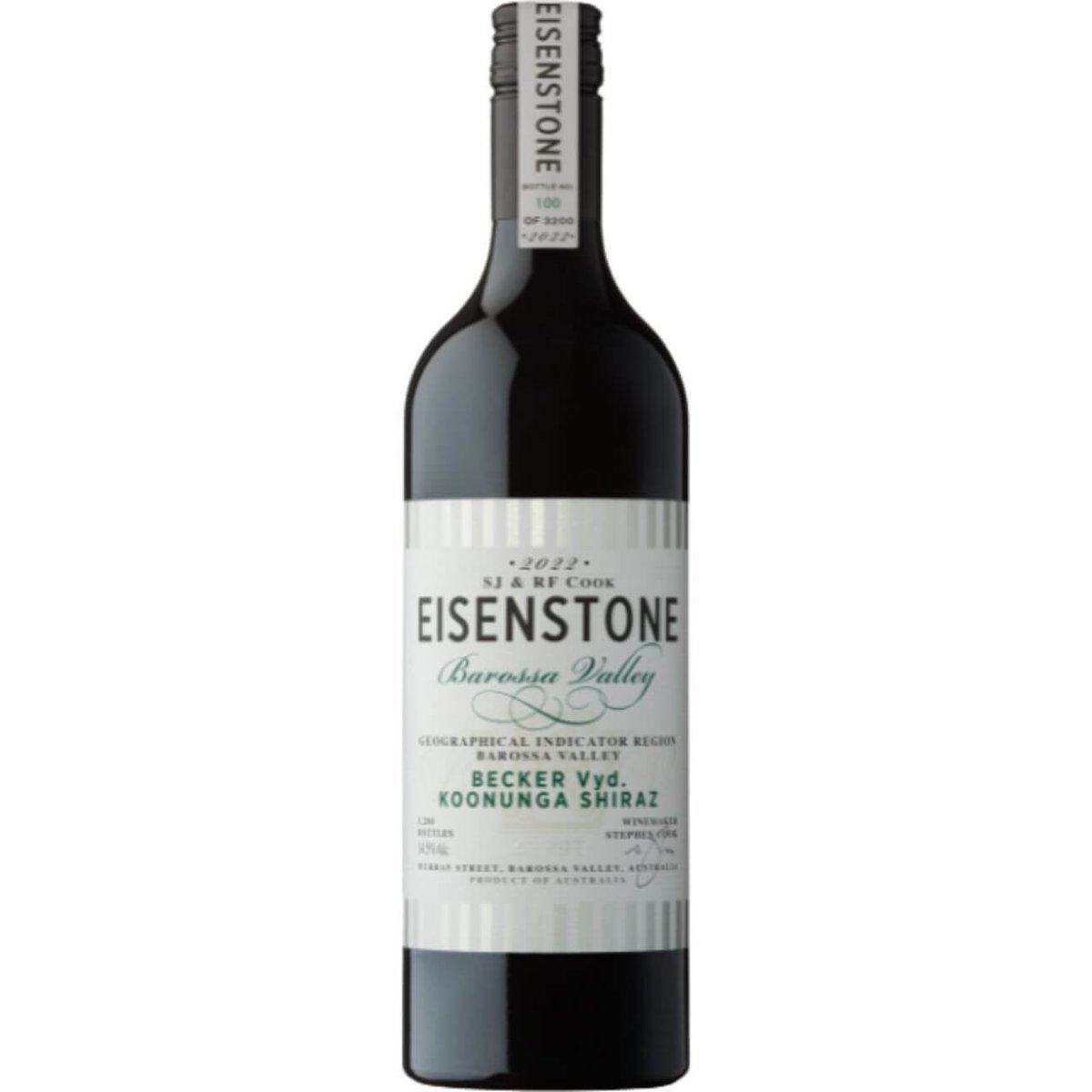 Eisenstone 'Becker Vineyard Koonunga' Shiraz SV907 2022 (6 Bottles) Barossa Valley, SA — wine from Australia