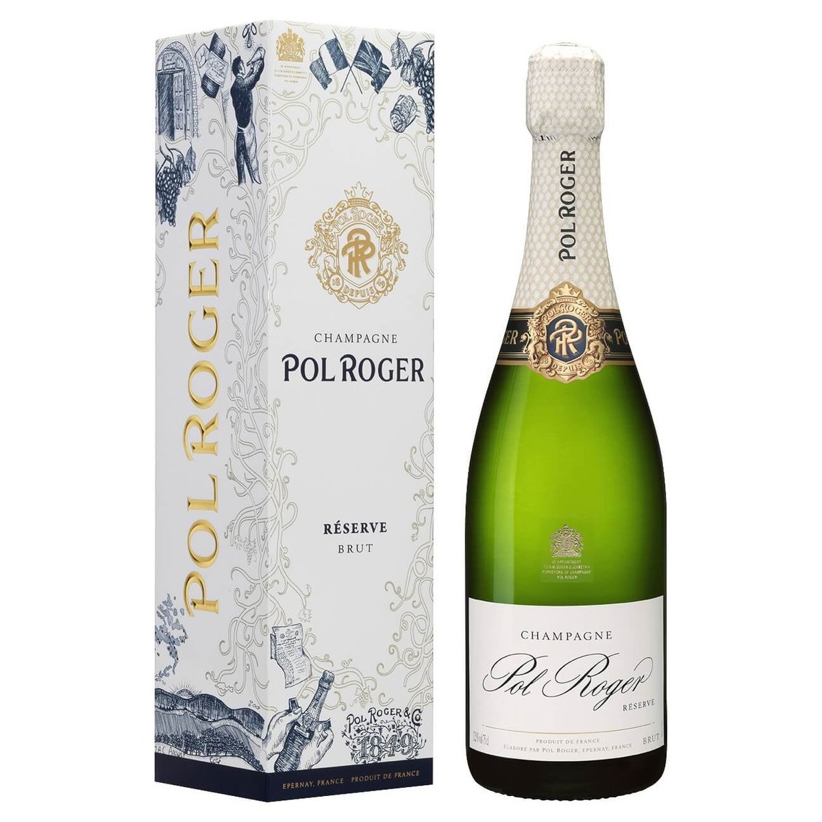 Pol Roger Pure Extra Brut NV Gift Box (6 Bottles) Champagne, France — wine from Australia