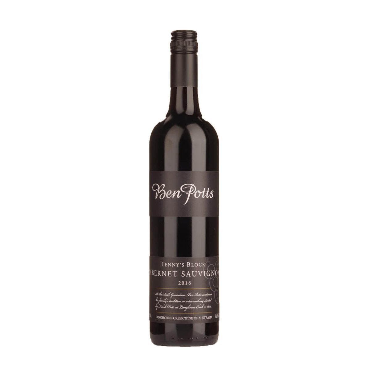 Ben Potts Wines Lenny's Block Cabernet 2021 (6 Bottles) Langhorne Creek, SA — Cabernet Sauvignon from Langhorne Creek