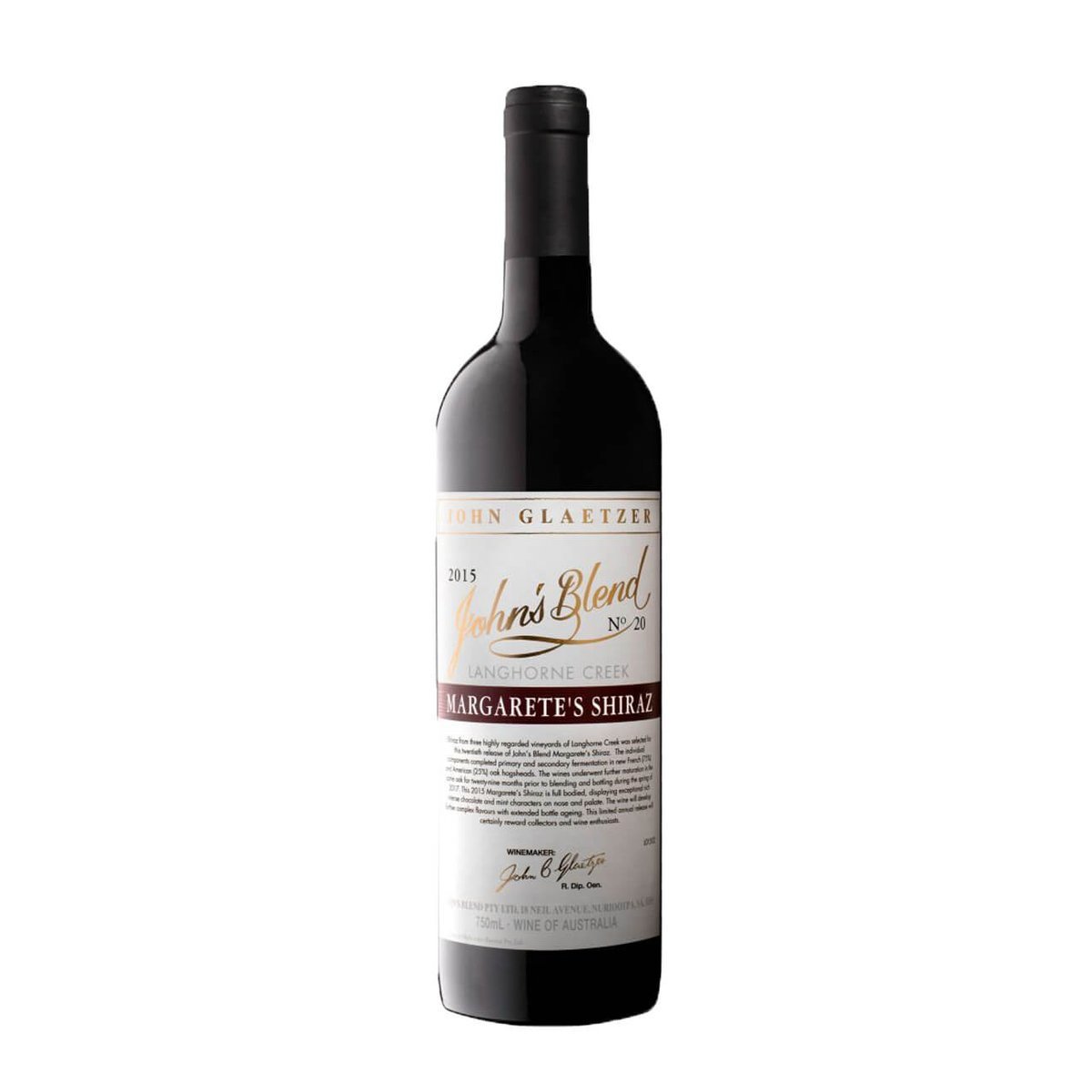 Johns Blend Margarete’s Shiraz 2021 (6 Bottles) Langhorne Creek, SA — Shiraz from Langhorne Creek