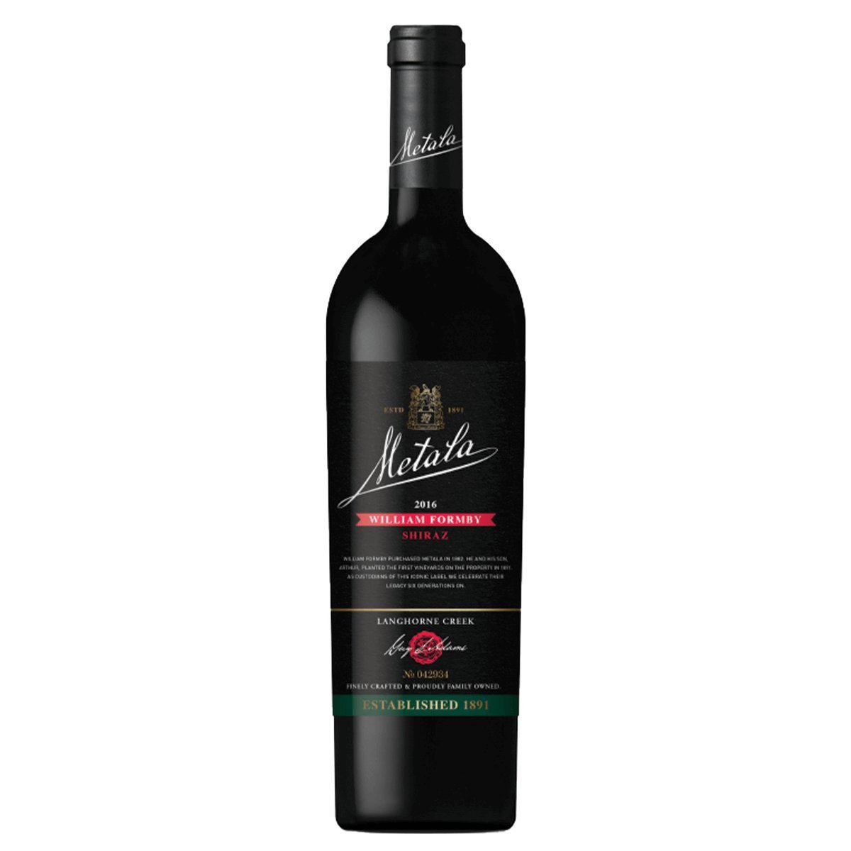 Metala Wines William Formby Shiraz 2016 (6 Bottles) Langhorne Creek, Australia — Shiraz from Langhorne Creek, Australia