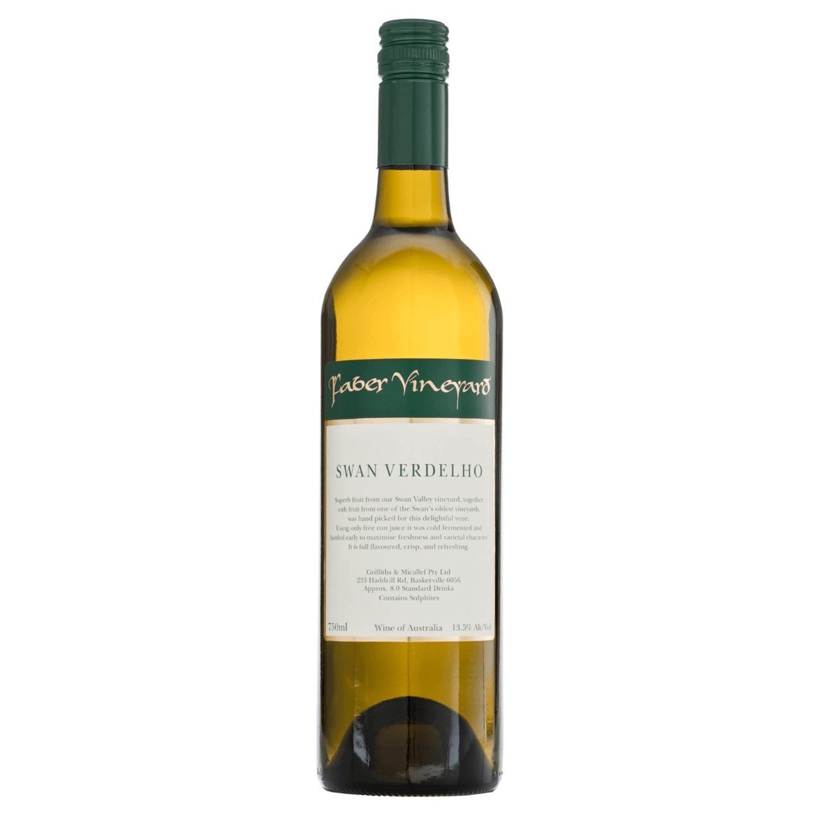 Faber Swan Verdelho Museum Release 2018 (6 Bottles) Swan Valley, Australia — Verdelho from Swan Valley, Australia