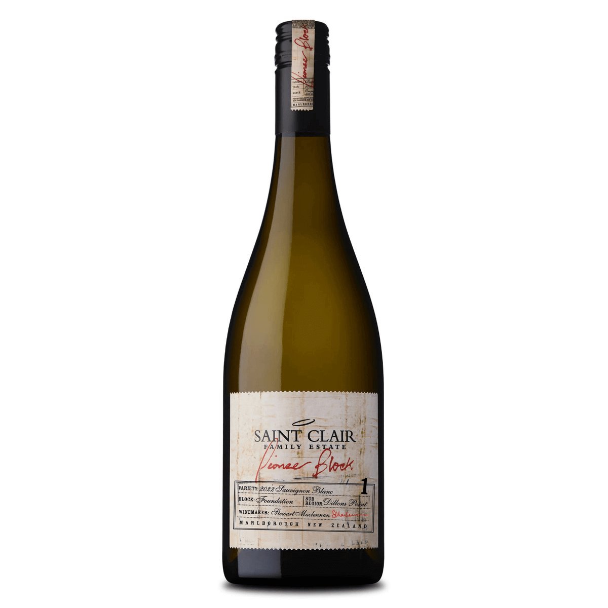 Saint Clair Pioneer Block 1 Foundation Sauvignon Blanc 2024/25 (6 Bottles) Wairau — wine from Marlborough New Zealand